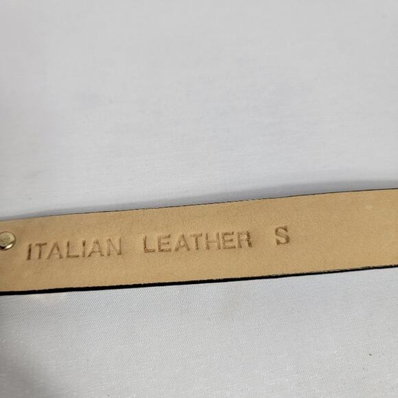 Vintage Golf Belts Women's Italian Leather Sz Small Black & Clear Gold Hardware - Picture 7 of 14